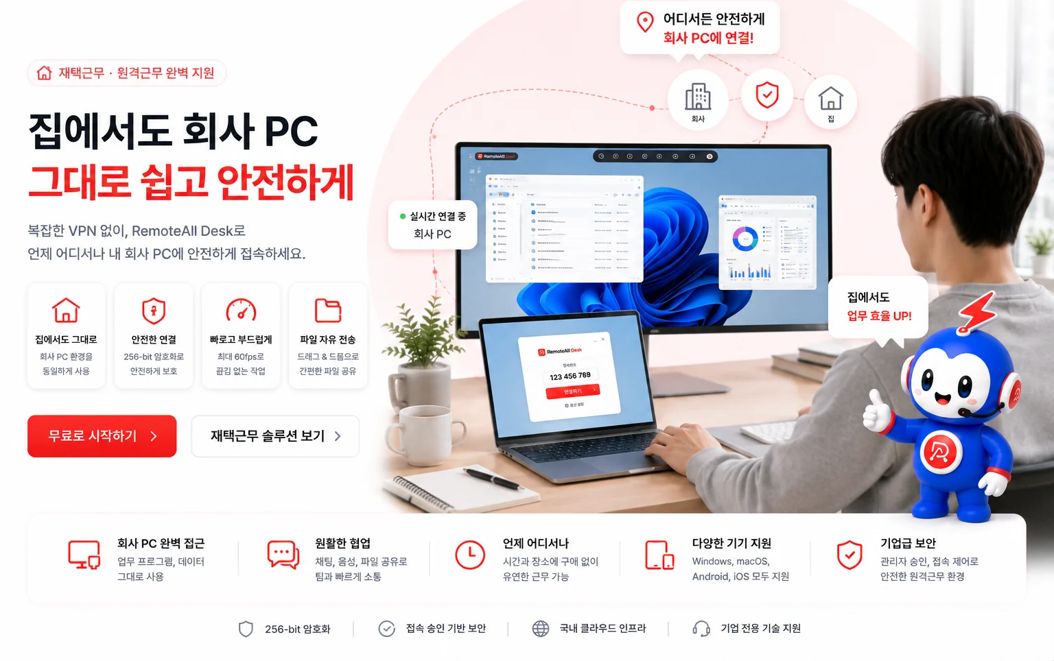 집에서도 회사 PC를 그대로 쉽고 안전하게, 재택근무 지원